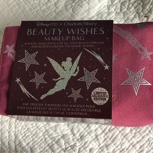 New Charlotte Tilbury Limited Edition Disney 100 Velvet Red Makeup Bag with zip.